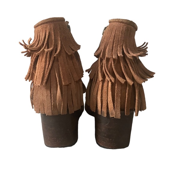 Freebird Belle Suede Leather Fringe Boho Brown Western Ankle Boot Fall Booties 7 - Picture 5 of 13
